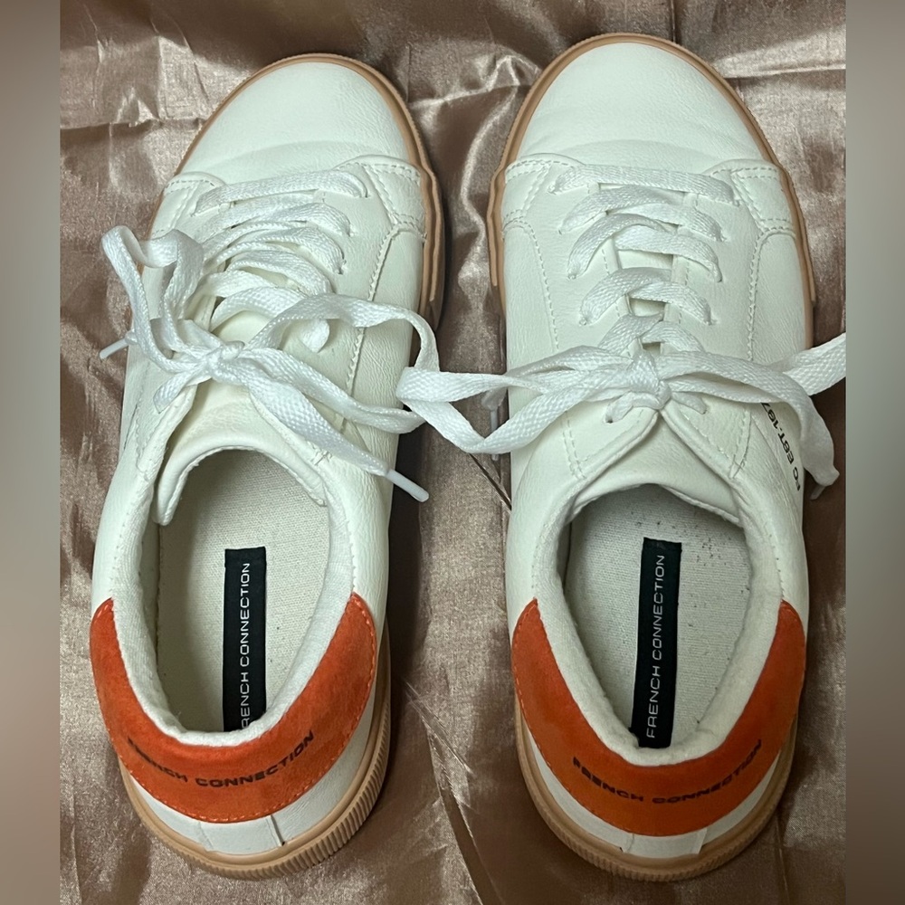 French Connection White and Orange Sneakers - Picture 3 of 6